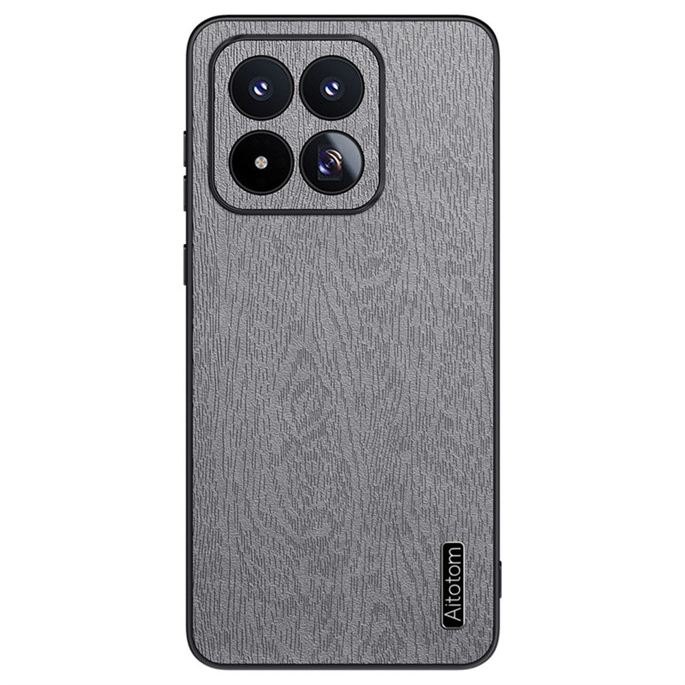 For Xiaomi 17 Max Case Wood Texture PU Leather Coated PC TPU Phone Cover