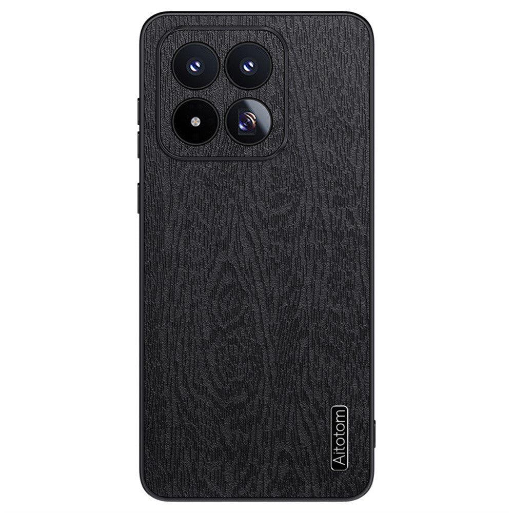 For Xiaomi 17 Max Case Wood Texture PU Leather Coated PC TPU Phone Cover