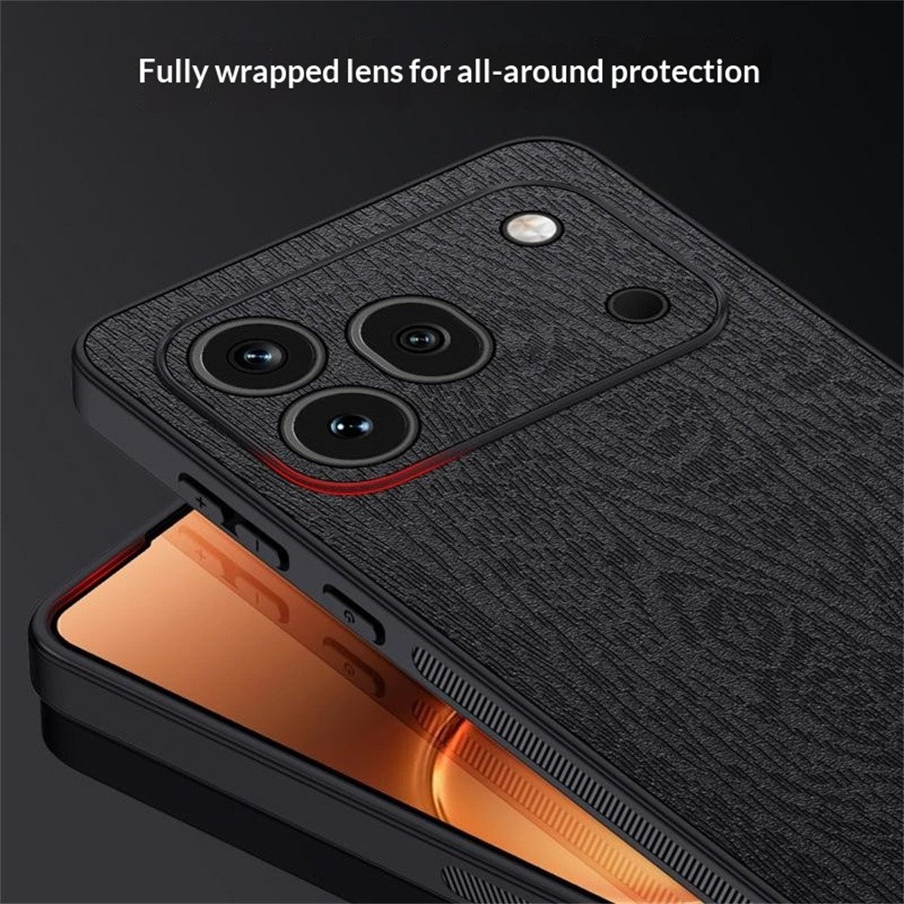 For Honor 600 Pro 5G cover med trætekstur, PU-læderbelagt PC TPU telefoncover