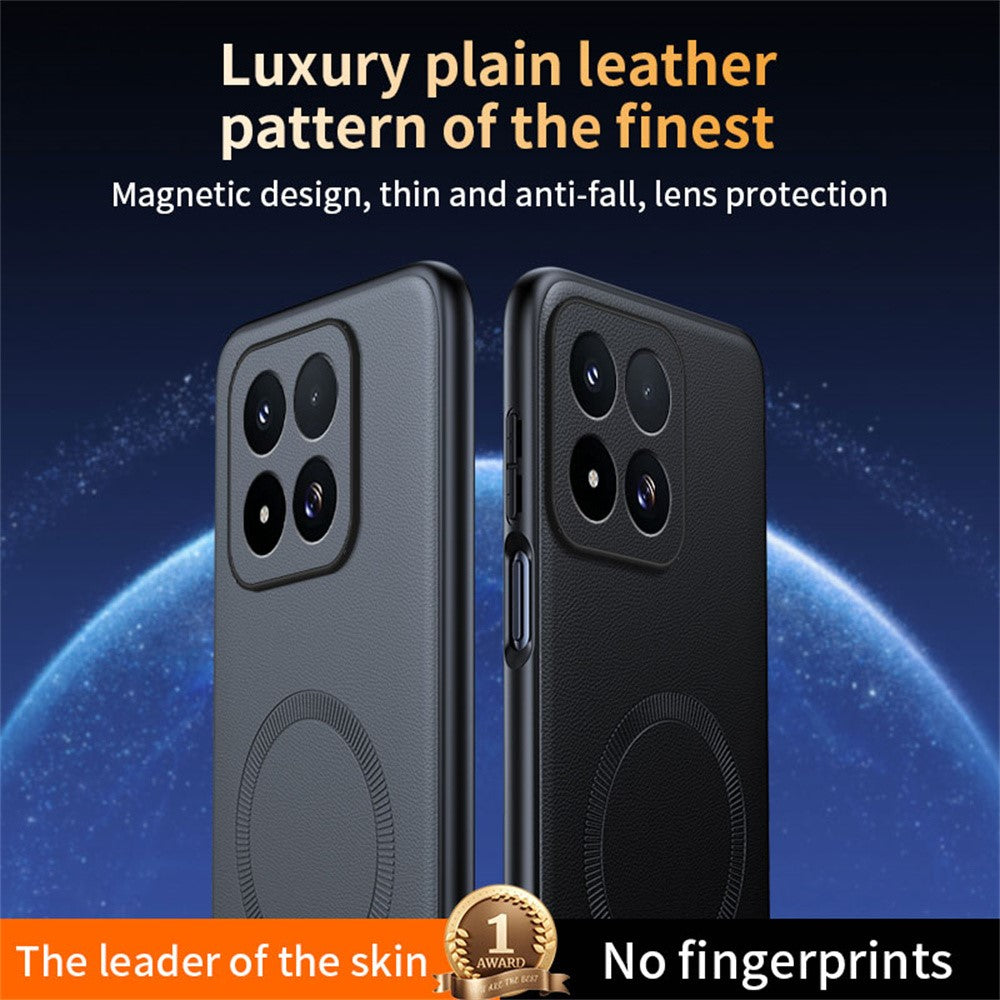 For Xiaomi 17 Max Magnetic Case Leather Coated TPU + PC Phone Cover