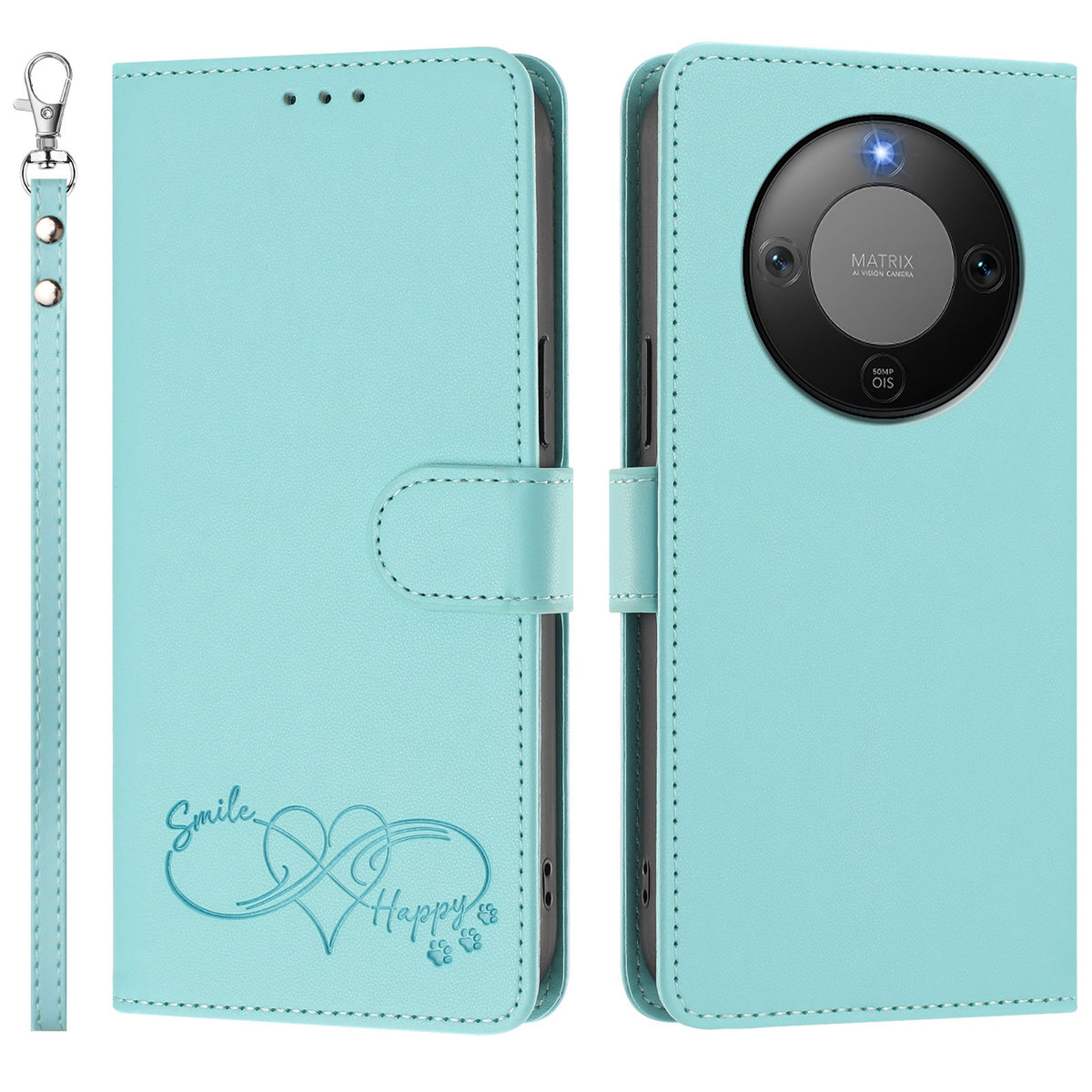 For Honor X70 5G / Honor Magic8 Lite 5G / Honor X9d 5G Case PU Leather Heart Pattern Wallet Flip Phone Cover with Hand Strap