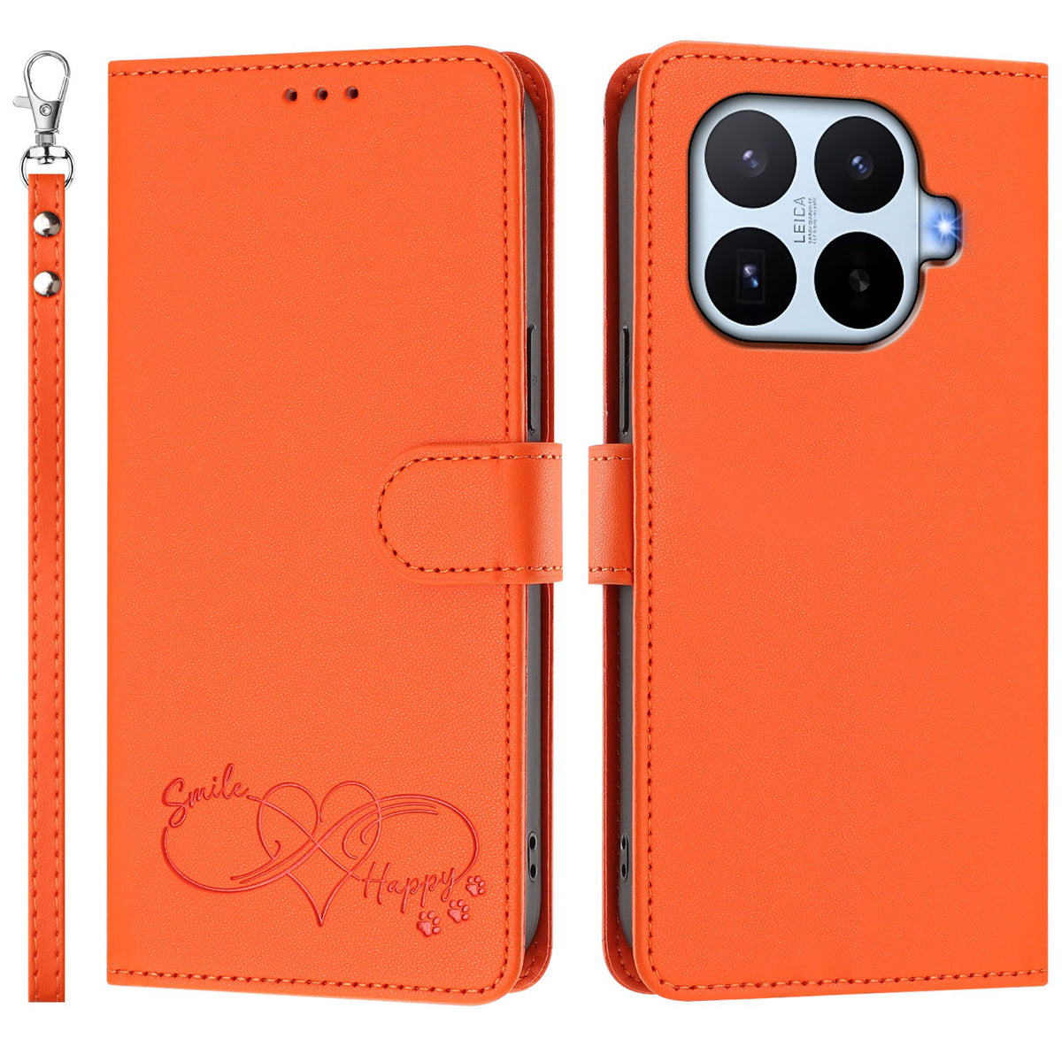 For Xiaomi 17T Case PU Leather Heart Pattern Wallet Flip Phone Cover with Hand Strap
