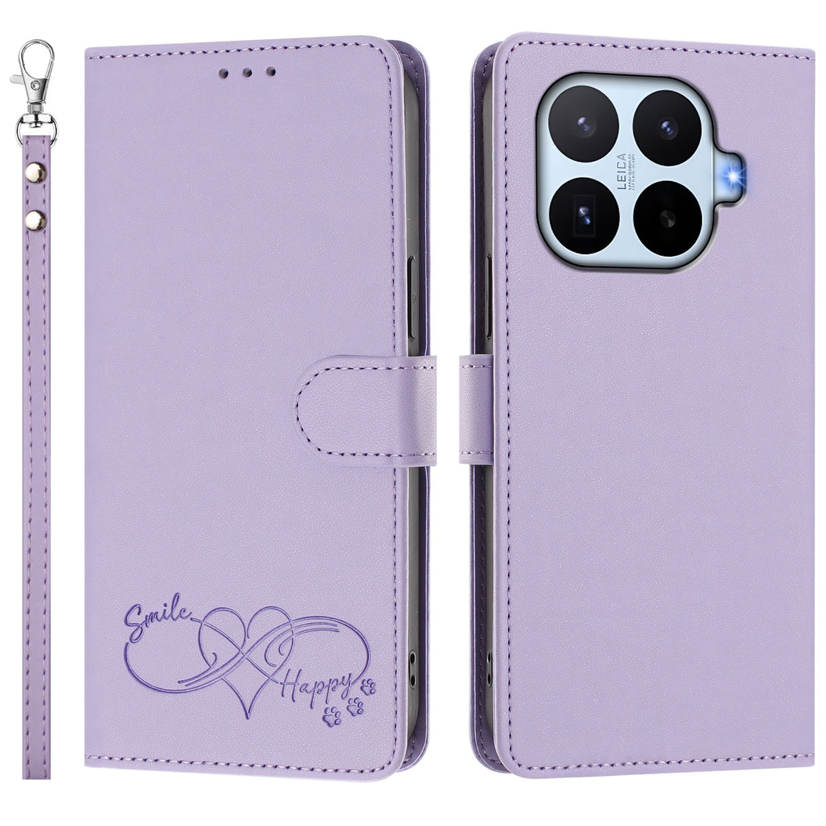 For Xiaomi 17T Case PU Leather Heart Pattern Wallet Flip Phone Cover with Hand Strap