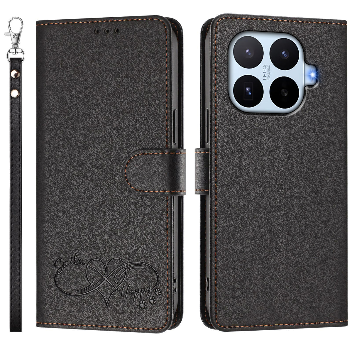For Xiaomi 17T Case PU Leather Heart Pattern Wallet Flip Phone Cover with Hand Strap