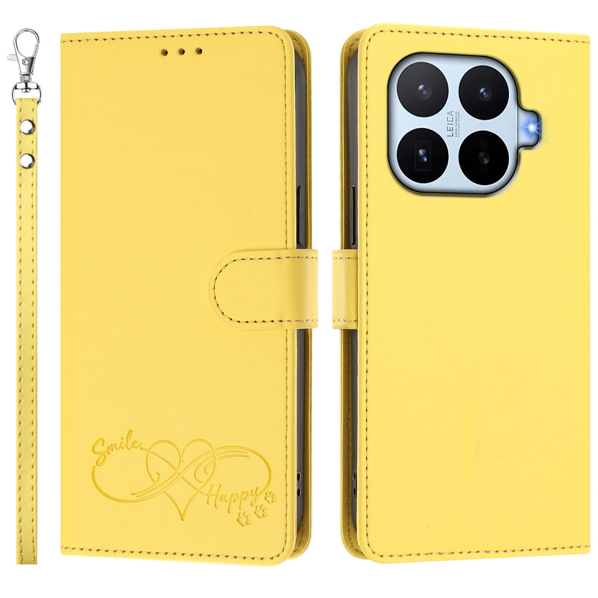 For Xiaomi 17T Case PU Leather Heart Pattern Wallet Flip Phone Cover with Hand Strap