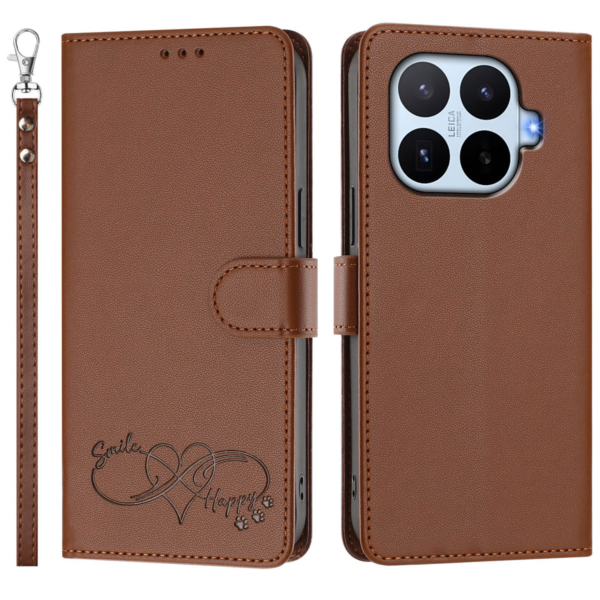 For Xiaomi 17T Case PU Leather Heart Pattern Wallet Flip Phone Cover with Hand Strap