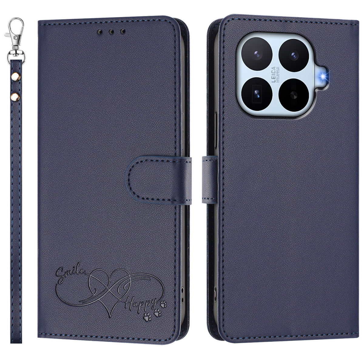 For Xiaomi 17T Case PU Leather Heart Pattern Wallet Flip Phone Cover with Hand Strap