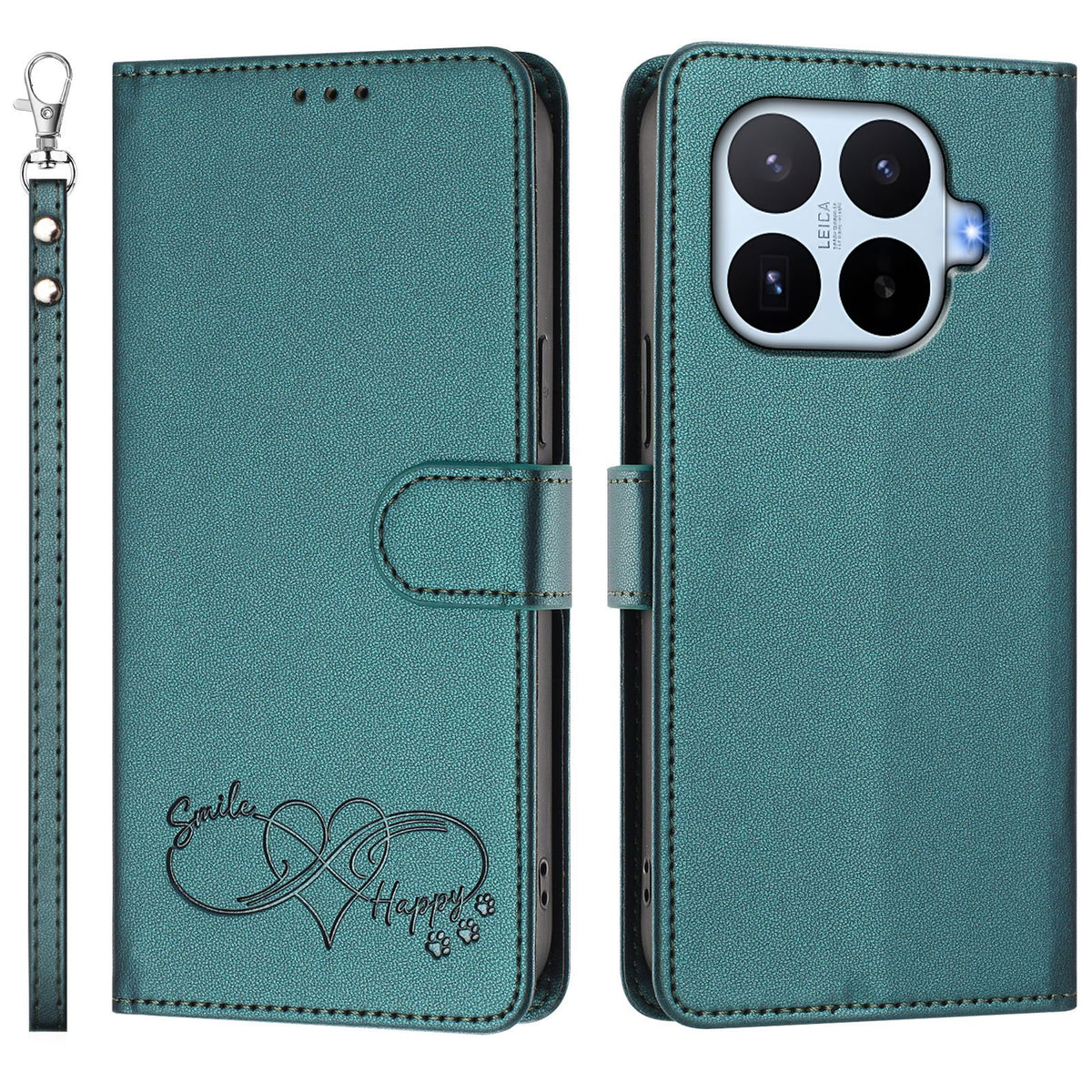 For Xiaomi 17T Case PU Leather Heart Pattern Wallet Flip Phone Cover with Hand Strap