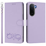 For Xiaomi Poco C85x 5G / Xiaomi Redmi A7 Pro 4G (171.56mm) Case PU Leather Heart Pattern Wallet Flip Phone Cover with Hand Strap
