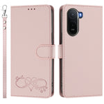 For Xiaomi Poco C85x 5G / Xiaomi Redmi A7 Pro 4G (171.56mm) Case PU Leather Heart Pattern Wallet Flip Phone Cover with Hand Strap