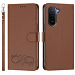 For Xiaomi Poco C85x 5G / Xiaomi Redmi A7 Pro 4G (171.56mm) Case PU Leather Heart Pattern Wallet Flip Phone Cover with Hand Strap