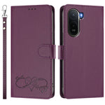 For Xiaomi Poco C85x 5G / Xiaomi Redmi A7 Pro 4G (171.56mm) Case PU Leather Heart Pattern Wallet Flip Phone Cover with Hand Strap