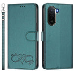 For Xiaomi Poco C85x 5G / Xiaomi Redmi A7 Pro 4G (171.56mm) Case PU Leather Heart Pattern Wallet Flip Phone Cover with Hand Strap