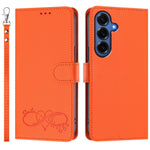 Til Samsung Galaxy S26+ Cover i PU Læder med Hjerteprint, Pung og Flip Telefoncover med Håndrem