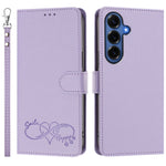Til Samsung Galaxy S26+ Cover i PU Læder med Hjerteprint, Pung og Flip Telefoncover med Håndrem
