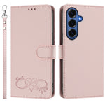 Til Samsung Galaxy S26+ Cover i PU Læder med Hjerteprint, Pung og Flip Telefoncover med Håndrem