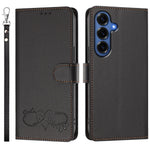 Til Samsung Galaxy S26+ Cover i PU Læder med Hjerteprint, Pung og Flip Telefoncover med Håndrem