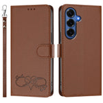 Til Samsung Galaxy S26+ Cover i PU Læder med Hjerteprint, Pung og Flip Telefoncover med Håndrem