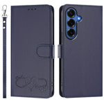 Til Samsung Galaxy S26+ Cover i PU Læder med Hjerteprint, Pung og Flip Telefoncover med Håndrem