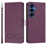 Til Samsung Galaxy S26+ Cover i PU Læder med Hjerteprint, Pung og Flip Telefoncover med Håndrem