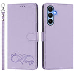 For Samsung Galaxy A15 5G / Galaxy A15 4G Case PU Leather Heart Pattern Wallet Flip Phone Cover with Hand Strap