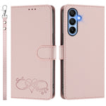 For Samsung Galaxy A15 5G / Galaxy A15 4G Case PU Leather Heart Pattern Wallet Flip Phone Cover with Hand Strap