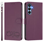Samsung Galaxy A15 5G / Galaxy A15 4G-cover i PU-læder med hjertemønster, flip-design og håndrem