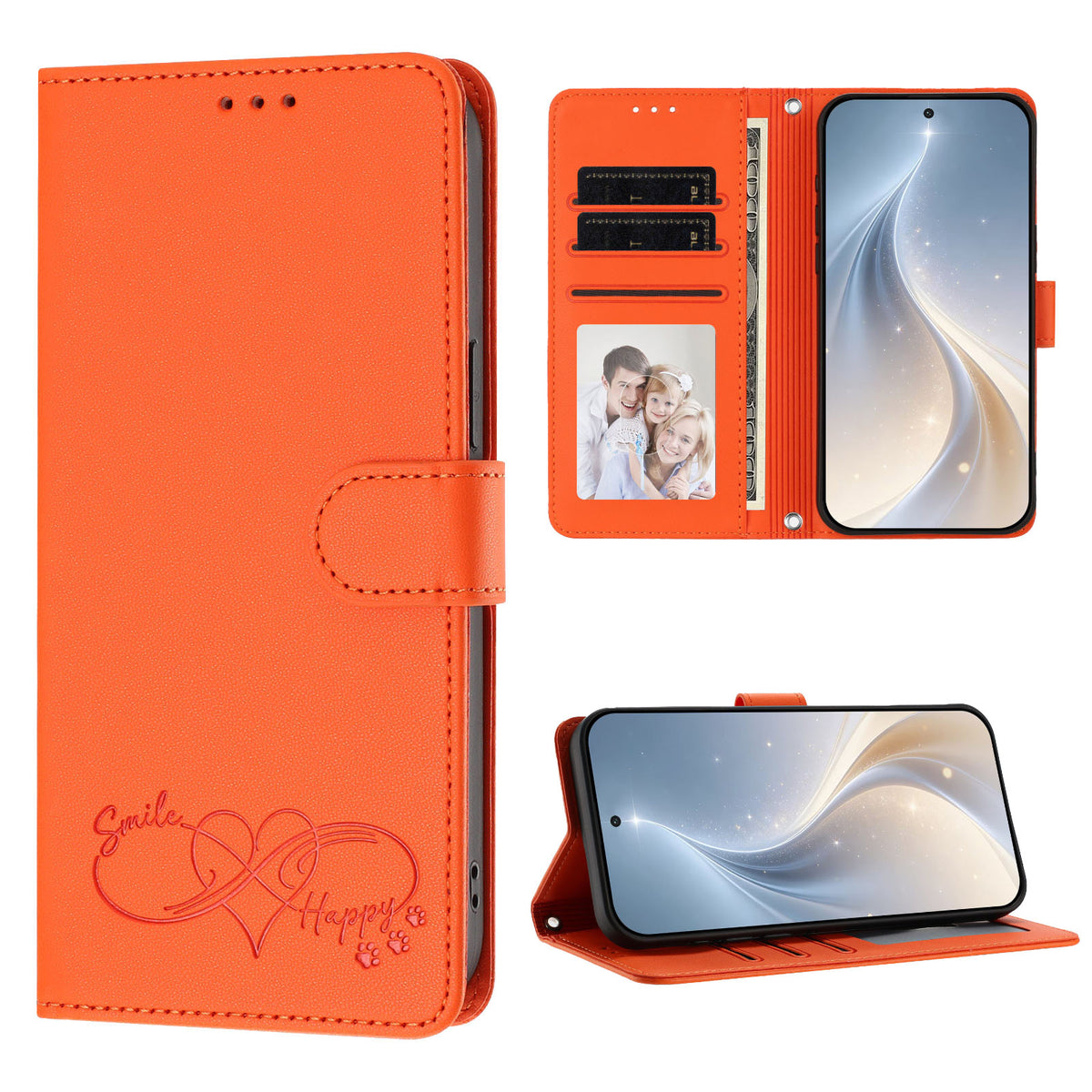 Til Samsung Galaxy A55 5G Etui PU Læder Hjerte Mønster Pung Flip Telefoncover med Håndrem