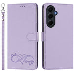 Til Samsung Galaxy A55 5G Etui PU Læder Hjerte Mønster Pung Flip Telefoncover med Håndrem
