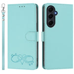 Til Samsung Galaxy A55 5G Etui PU Læder Hjerte Mønster Pung Flip Telefoncover med Håndrem