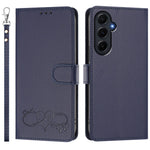 Til Samsung Galaxy A55 5G Etui PU Læder Hjerte Mønster Pung Flip Telefoncover med Håndrem