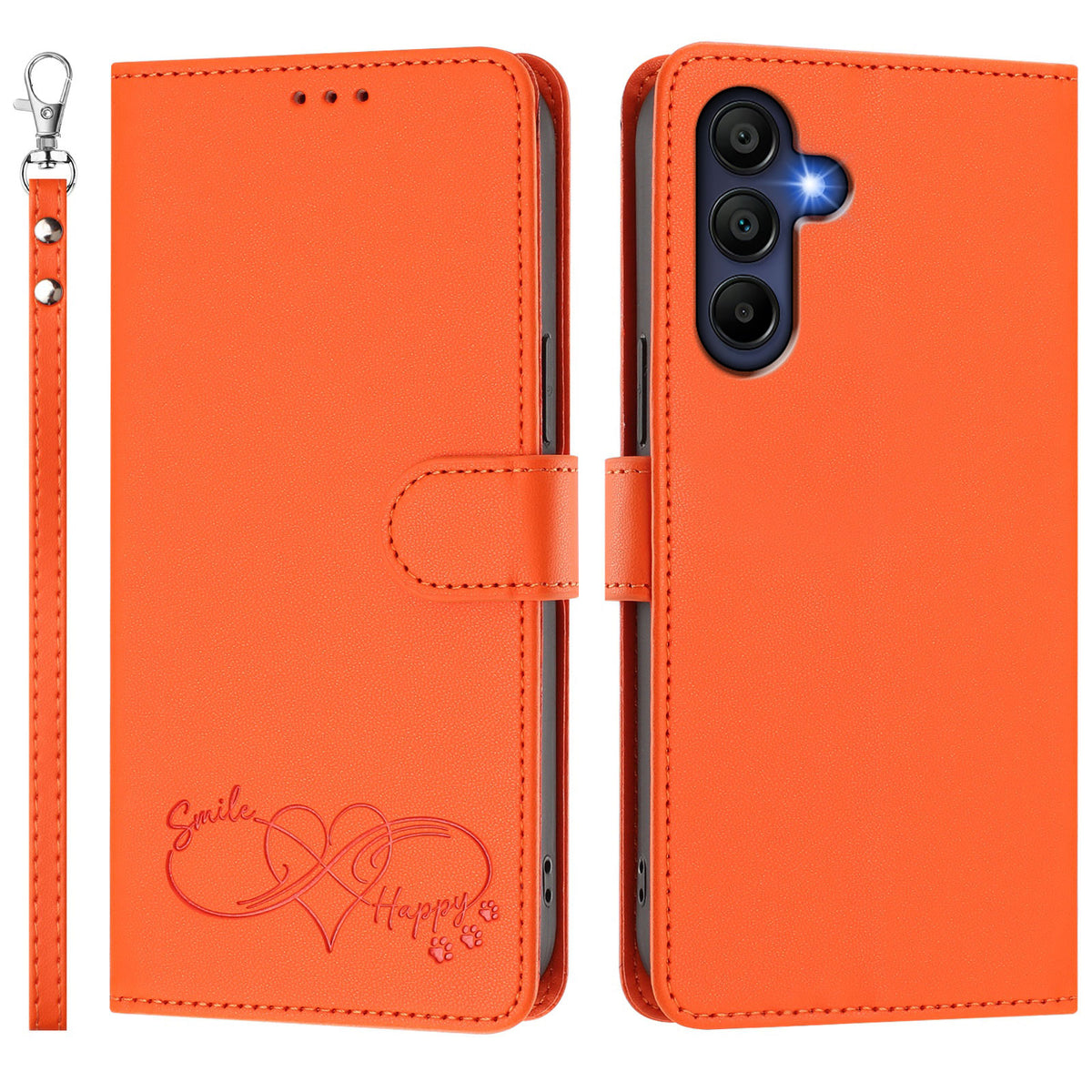 For Samsung Galaxy A16 4G / Galaxy A16 5G Case PU Leather Heart Pattern Wallet Flip Phone Cover with Hand Strap