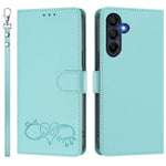 For Samsung Galaxy A16 4G / Galaxy A16 5G Case PU Leather Heart Pattern Wallet Flip Phone Cover with Hand Strap