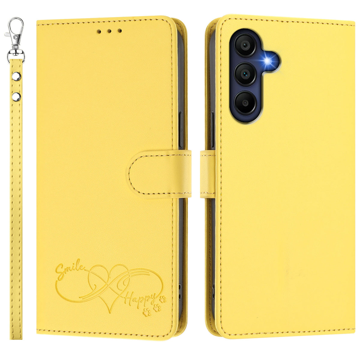 For Samsung Galaxy A16 4G / Galaxy A16 5G Case PU Leather Heart Pattern Wallet Flip Phone Cover with Hand Strap