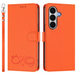 For Samsung Galaxy A27 5G Case PU Leather Heart Pattern Wallet Flip Phone Cover with Hand Strap