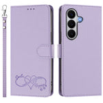 For Samsung Galaxy A27 5G Case PU Leather Heart Pattern Wallet Flip Phone Cover with Hand Strap