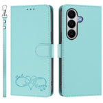 For Samsung Galaxy A27 5G Case PU Leather Heart Pattern Wallet Flip Phone Cover with Hand Strap