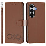 For Samsung Galaxy A27 5G Case PU Leather Heart Pattern Wallet Flip Phone Cover with Hand Strap