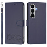For Samsung Galaxy A27 5G Case PU Leather Heart Pattern Wallet Flip Phone Cover with Hand Strap