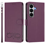 For Samsung Galaxy A27 5G Case PU Leather Heart Pattern Wallet Flip Phone Cover with Hand Strap