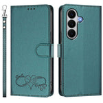 For Samsung Galaxy A27 5G Case PU Leather Heart Pattern Wallet Flip Phone Cover with Hand Strap