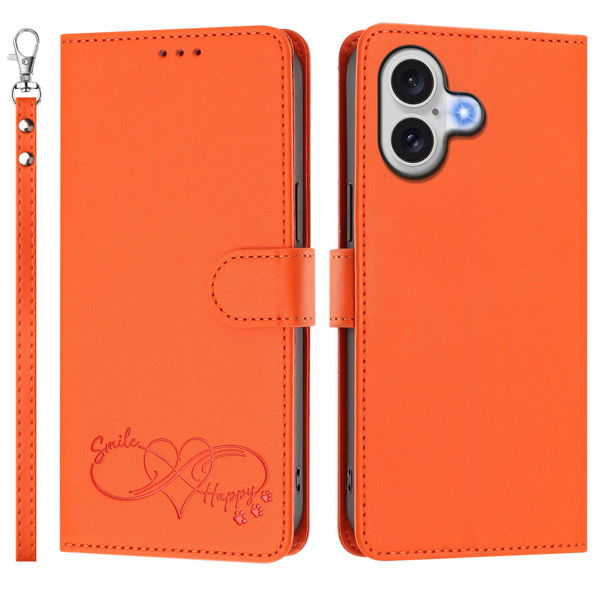 För iPhone 18 / iPhone 17 Fodral PU-läder med hjärtmönster Plånboksfodral med handrem