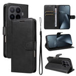For Xiaomi 17T Pro Leather Wallet Case with Strap Solid Color Phone Stand Cover