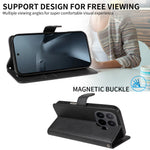 For Xiaomi 17T Pro Leather Wallet Case with Strap Solid Color Phone Stand Cover