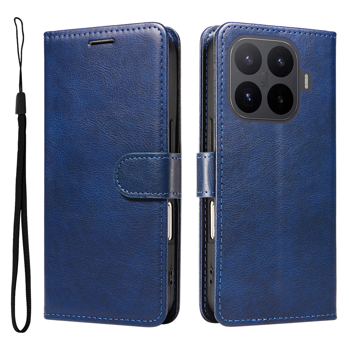 For Xiaomi 17T Pro Leather Wallet Case with Strap Solid Color Phone Stand Cover