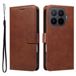 For Xiaomi 17T Pro Leather Wallet Case with Strap Solid Color Phone Stand Cover