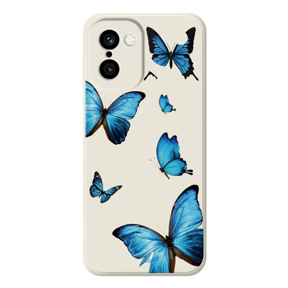 OnePlus 15R 5G / Ace 6T 5G-cover med blåt sommerfuglemønster, tryk, lige kant, TPU-mobilcover med bagside