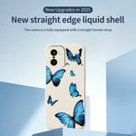 OnePlus 15R 5G / Ace 6T 5G-cover med blåt sommerfuglemønster, tryk, lige kant, TPU-mobilcover med bagside