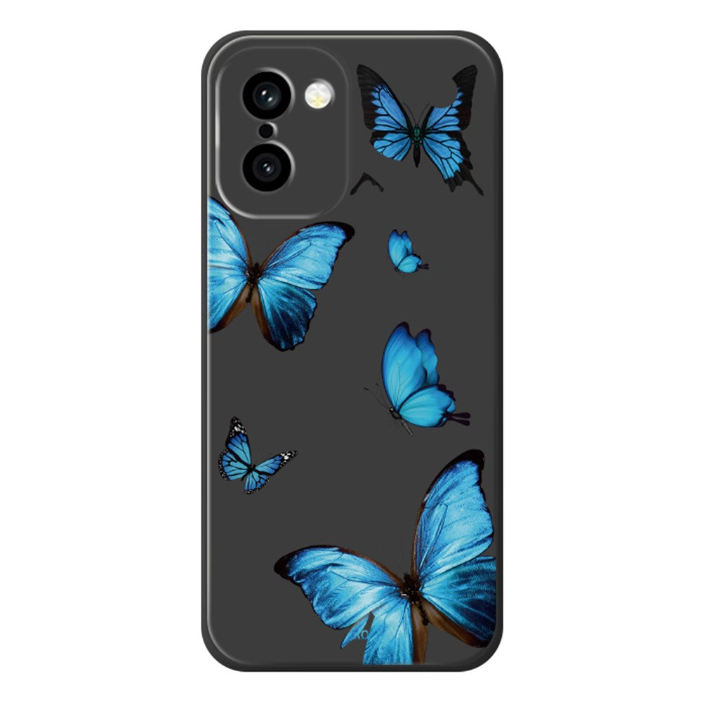 OnePlus 15R 5G / Ace 6T 5G-cover med blåt sommerfuglemønster, tryk, lige kant, TPU-mobilcover med bagside