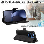 For Xiaomi 17T Wallet Case Leather Phone Cover Stand with Curved Line Design